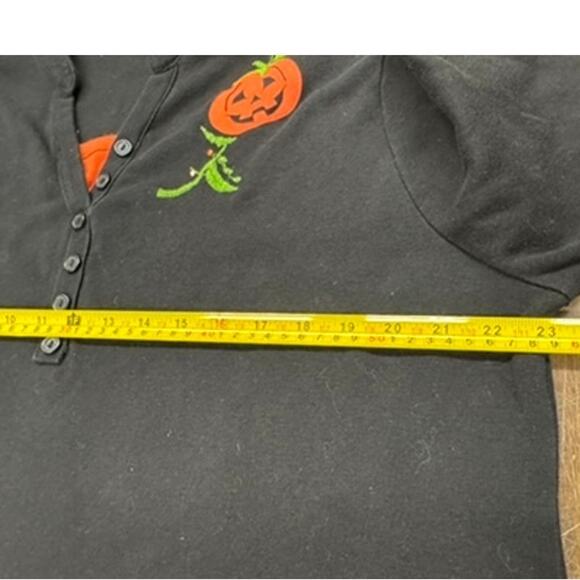 3/4 Sleeve  Black Pumpkin Deco Shirt, Halloween, Vintage, Size XXL, 27.5 x 23 - Picture 8 of 8